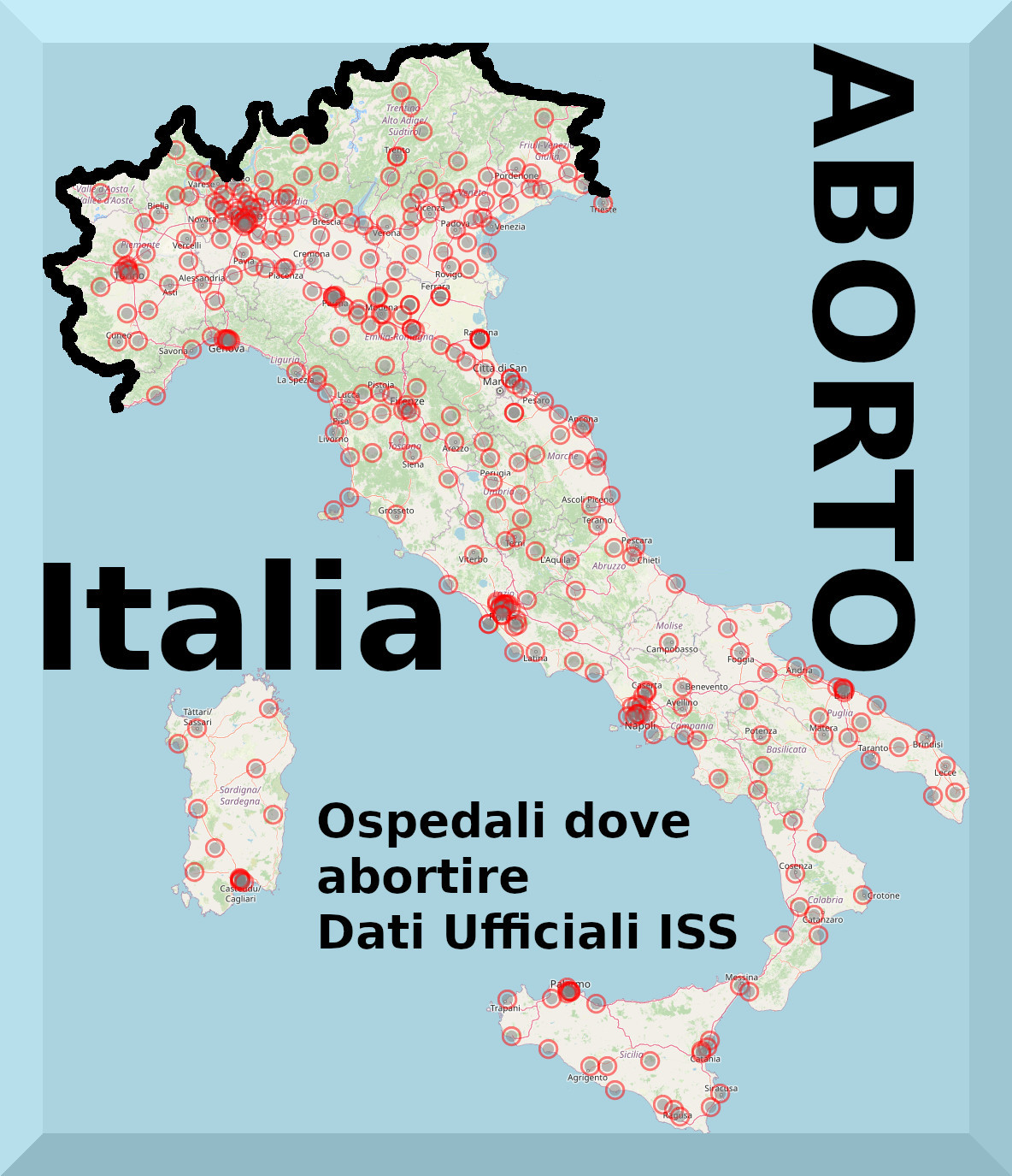 Tabella degli aborti farmacologici percentuali complessivi per ogni regione d'Italia sommando i 380 Ospedali d'Italia secondo i dati ufficiali ISS, ultimi dati 2024