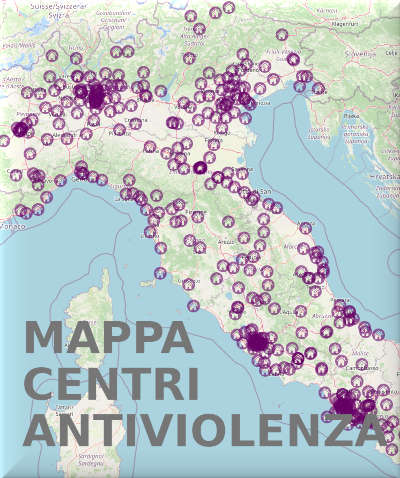 immagine della mappa interattiva dei centri antiviolenza con centinaia di centri cliccabili