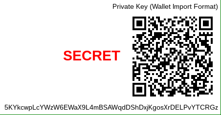 Paper wallet Private key