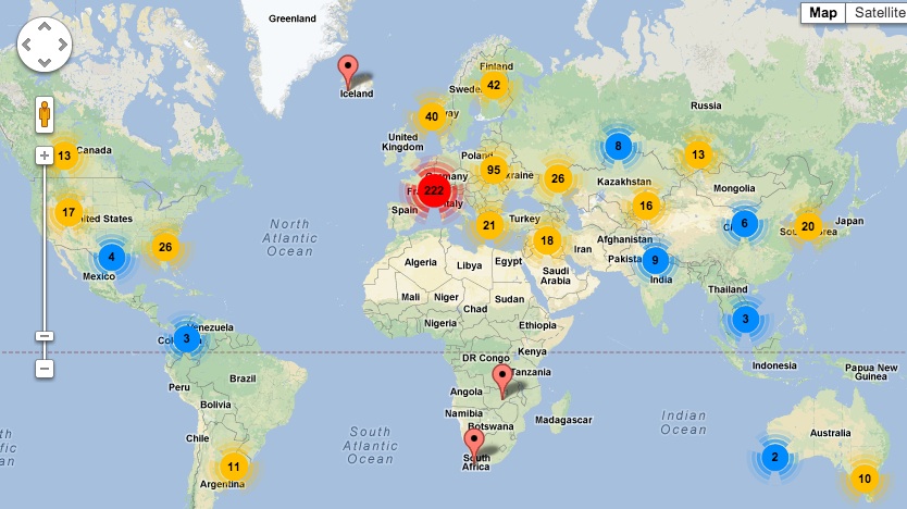 Tor exit node map