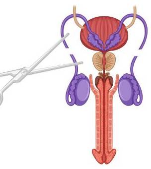 immagine medica organo sessuale maschile con i dotti deferenti tagliati